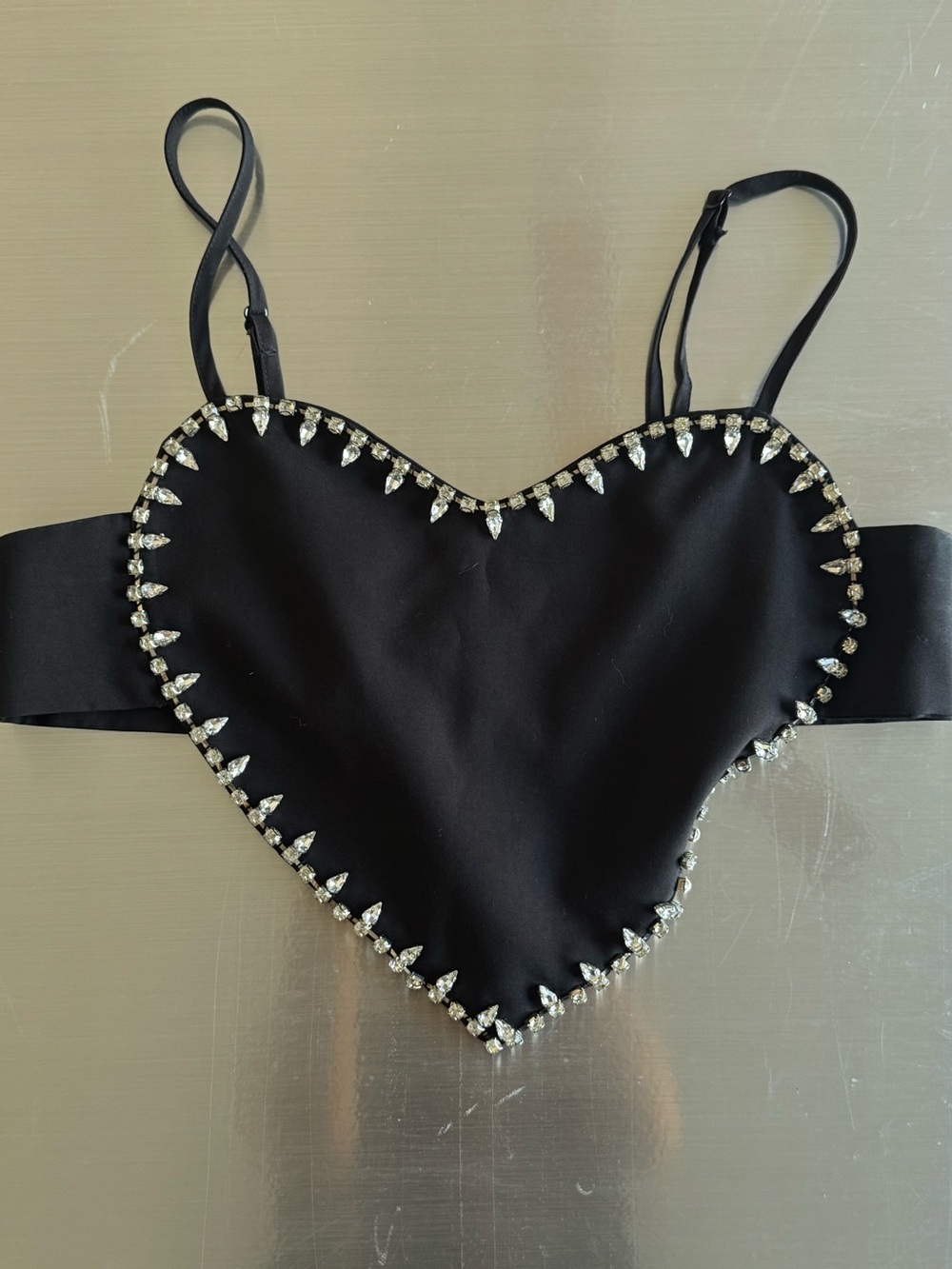Black Heart-Shaped Embellished Bralette